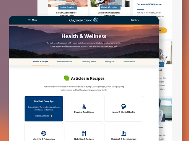 Title image for the Health and Wellness section of Carilion Clinic's website.